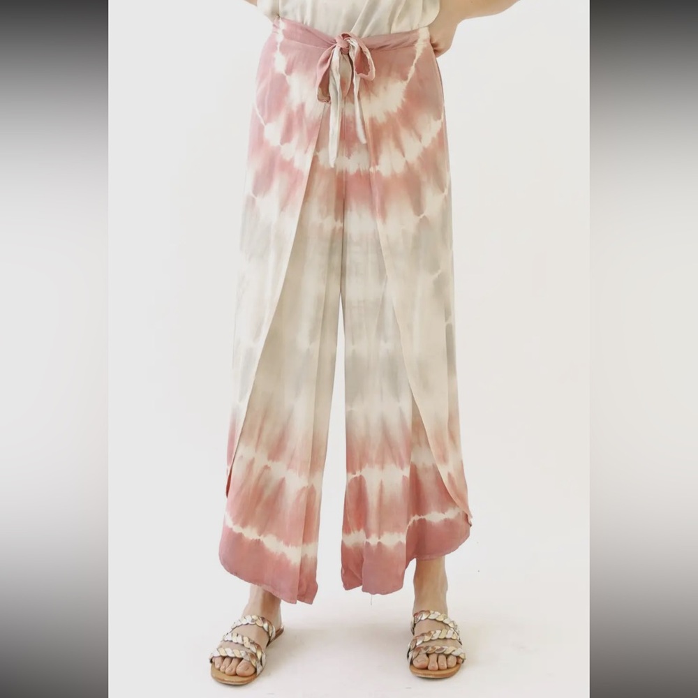 176. NEW Item Tie Dye Cami & Wrap Pants Set Mauve Pink & Stone NEW - Picture 7 of 11